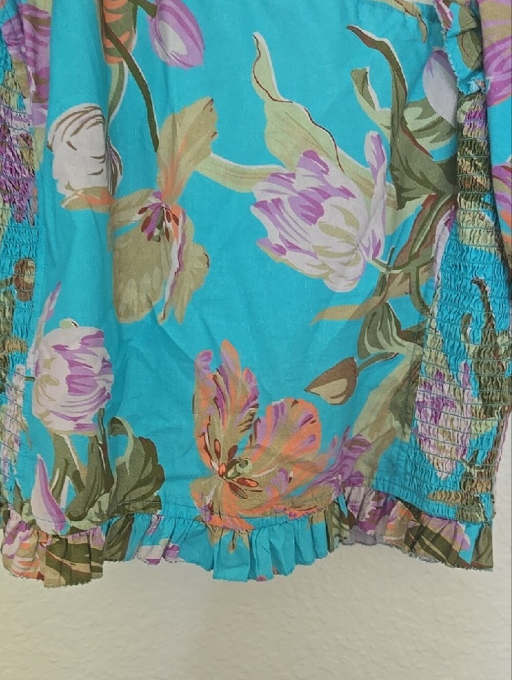 Antropologie LOVE THE LABEL Floral Puff-Sleeve colorful Summer Top - Picture 8 of 12
